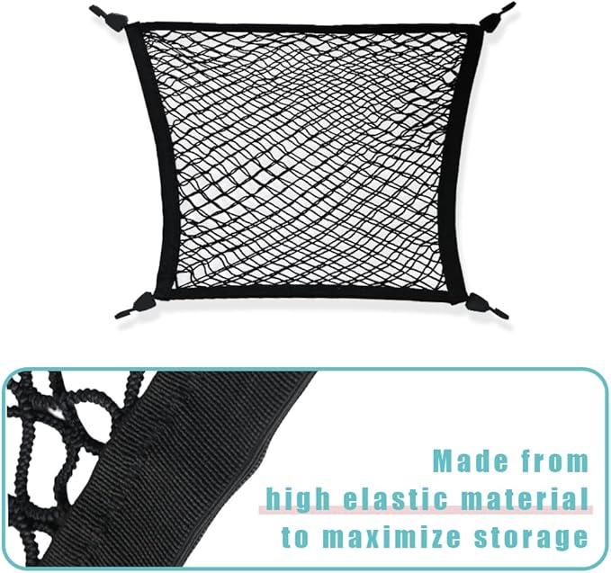 BestEvMod Envelope Style Front Trunk Cargo Net Compatible with 2026 2025 2022-2024 Ford F-150 Lightning Accessories Extra Strong Hook Stretchable Elastic Mesh (Flat Envelope Net)