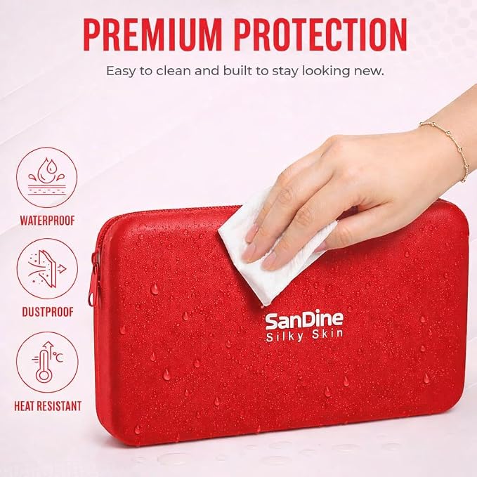 Silicone Cosmetic Bag – Waterproof Travel Makeup Pouch - Food-Grade Silicone Toiletry Organizer for Women & Men – Compact Stylish Multi-Functional Storage for Beauty Essentials - by Sandine (Red)
