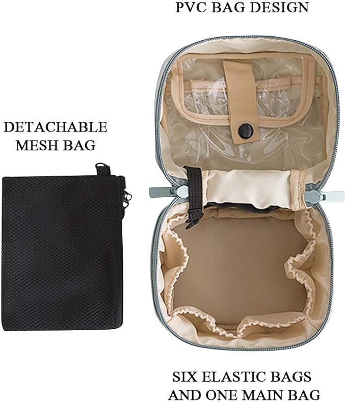 Makeup Bag Travel Cosmetic Bag 7.5x5.5x4.4 Inch Makeup Brush Holder Organizer Cute Portable Artist Toiletry Storage Bag Cosmetics Case for Women Girls,Gray