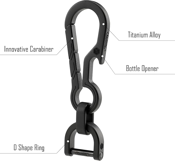 KeyUnity KM01 Titanium EDC Keychain Clip with Bottle Opener, Quick Release Carabiner Key Ring Holder for Men