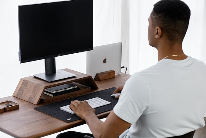 Oakywood Vertical Laptop Stand Wood - Adjustable Wooden Dock for Desk, Compatible with All MacBook Pro, MacBook Air, iPad, Handmade Walnut Oak Wood, Computer Stand, Laptop Holder