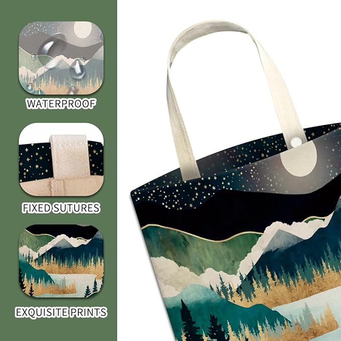Car Trash Can, Cute Car Trash Bag, Hanging Car Organizer and Storage Bag, Trash Bin for Car Accessories, Vehicle, Travelling, Camping Night Forest Mountain