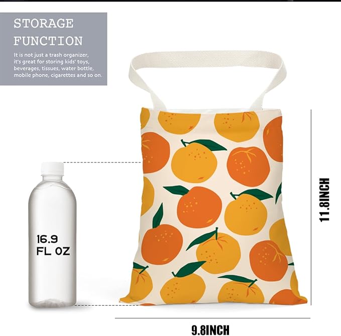 Car Trash Bag Car Garbage Bag Hanging Cars Trash Can, Waterproof Cars Back Seat Organizer for Vehicle Travelling Camping Orange Decor