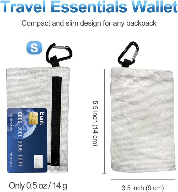 DIY Customizable Mini Travel Pouch, Ultralight Water-Resistant Money Pouch with YKK Zipper, Tear-Resistant Paper-Like Material, Travel Organizer for Credit Cards, ID, Cash, Small Items