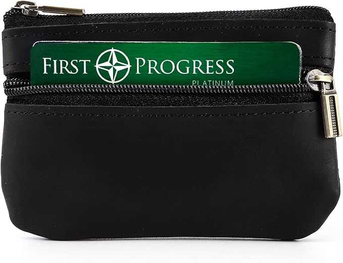 Coin Purse for Men,Coin Pouch with Zipper for Men Women,Genuine Leather Mini Coin Pocket Pouch Change Holder Mens Tray Purses Coin Purse Cash Change Wallet Key Holder Money Pouch
