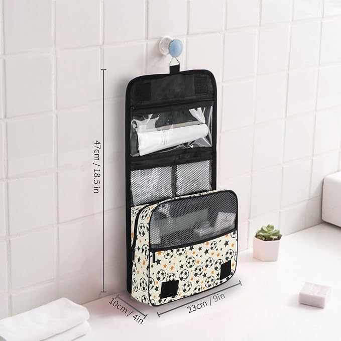 Hanging Travel Toiletry Bag Kit Boys Makeup Case Cosmetics Organizer for Men Women (Many Ball and Star)