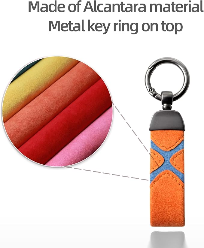 BETTERHUMZ Leather Suede Car Keychain,Key Chain Clip for Alcantara, Anti-Lost D-Ring for Men and Women Car Accessories