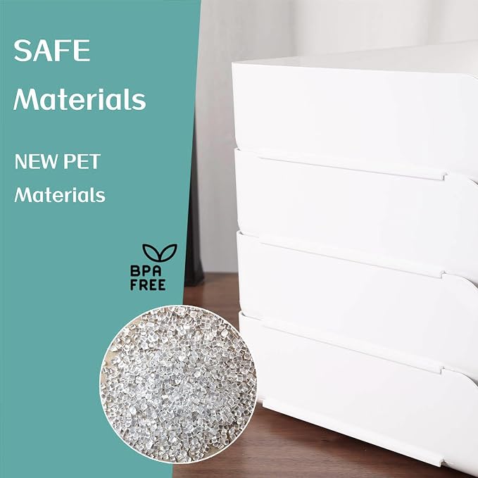 4 Tiers Stackable A4 Paper Trays, Office Desk File Holder, Tidy File Document Letter Book Paper Organizer (4 Tiers,White)