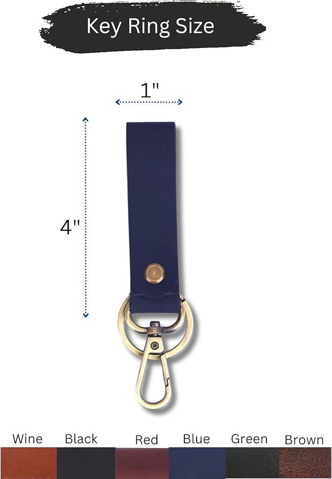 Genuine Leather Keychain with Belt Loop - Key Case Leather Tactical HK EDC Clip Fob Keychain Leathers Key Holder