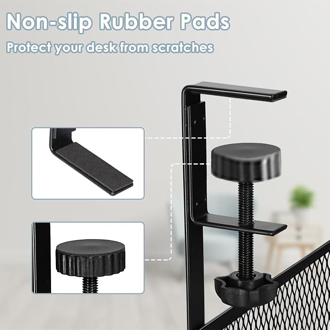No-Drill Under Desk Cable Management Tray Tool-Free Installation with Dual Silicone Pads | No Adhesive, No Magnets, No Residue | Heavy-Duty Steel Construction for Wood & Glass Desktops (White)