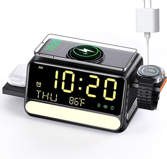 Upgraded 7-in-1 Wireless Charging Station for Apple&Samsung,Magnetic Charger with Voice-Controlled Night Light,for iPhone 17/16/15/14 Pro Max,Samsung Galaxy,Google Device,Apple&Samsung Watch,AirPods