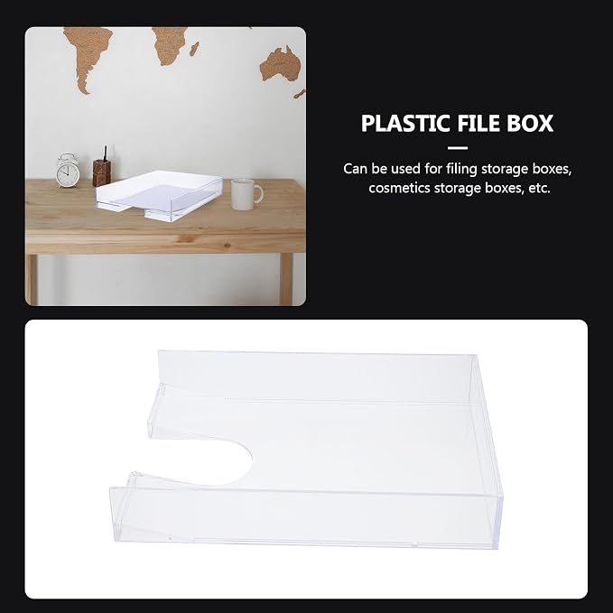 SECFOU Stackable Plastic File Storage Box A4 Paper Organizer Document Case Desktop Office Storage Holder for Home and School