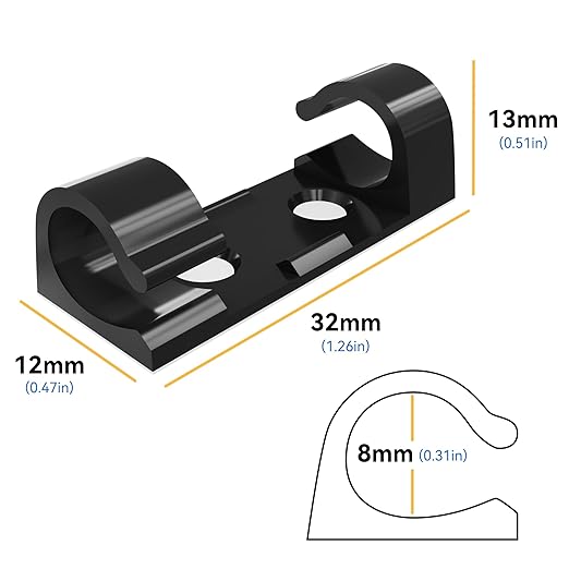 CableGeeker 50Pcs Adhesive Cable Clips, Cord Management Clips Wire Holders for Cords Cable Holder Clip Cable Management Clips for Under Desk/Car/Wall/TV/PC/Ethernet Cable (Black)
