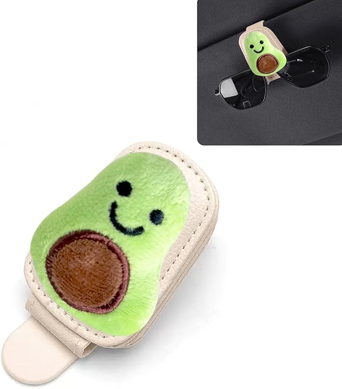 Avocado Sunglasses Holder for Car Visor,Magnetic Leather Sunglass Holder,Ticket Card Clip Sunglasses Mount,Cars Visor Accessories Gadgets Avocados Car Decor,Avocado Gifts for Women,Men,Mom