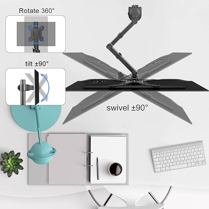 Single Monitor Mount, Single Monitor Desk Mount with VESA Extension Kit from 75×75 to 200×200mm fits 13-39 inch Screens,Vesa Mount