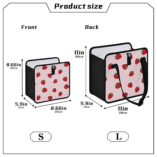 Cute Strawberry Pink Car Trash Can, Foldable Hanging Car Trash Bag, Small Waterproof Car Accessories Garbage Bin