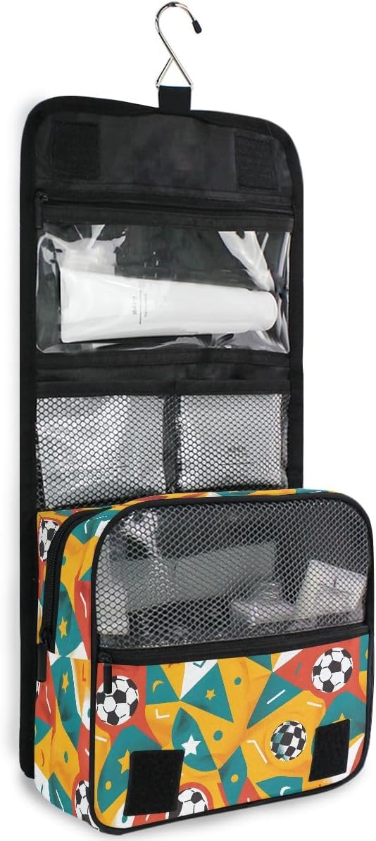 senya Hanging Travel Toiletry Bag Playing Football Kit Makeup Case Cosmetics Organizer for Men Women