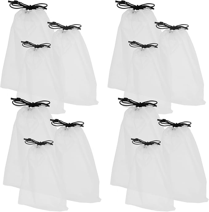 POPETPOP 12pcs Waterproof Drawstring Storage Bags Set, Semi- Pe Material, Travel Organizer Pouches for Underwear, Swimsuit, and Toiletries, Multipurpose Packing Bags (20x28cm, 25x35cm,