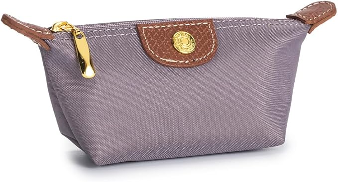 Womens Unique Change Purse Vintage Nylon Zip Coin Wallet Mini Bag (Lavender Purple)