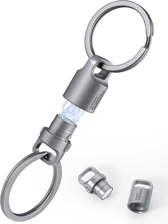Titanium Quick Release Keychain, Strong Magnetic Keychain for Car Keys, 360 ° Rotatable, Safely Lock, Rust-Proof