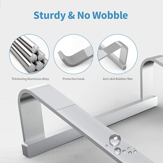 LENRUE Laptop Stand for Desk，Stable MacBook Pro Stand，Ergonomic Aluminum Computer Riser for 12 13 15 16.2 inch ，Computer Cooling Stand for Mac MacBook Pro Air,HP, Dell, More PC Notebook (Silver)