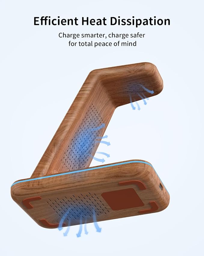 JoyGeek 3 in 1 Charging Station for Apple Devices, Wireless Charger Stand for iPhone 17/16/15/14/13/12/11/SE/X Pro Max Plus - Apple Watch 11/10/9/Ultra 2/8/SE/7/6/5 - AirPods Pro 2/3/2