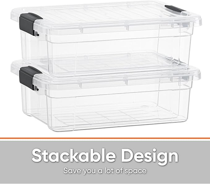Superio Storage Bins with Lids- 3 Pack, 7.4 Qt Clear Boxes for Organizing, Stackable Plastic Containers- BPA Free, Non-Toxic, Odor Free, Organizer for Home, Office, Dorm