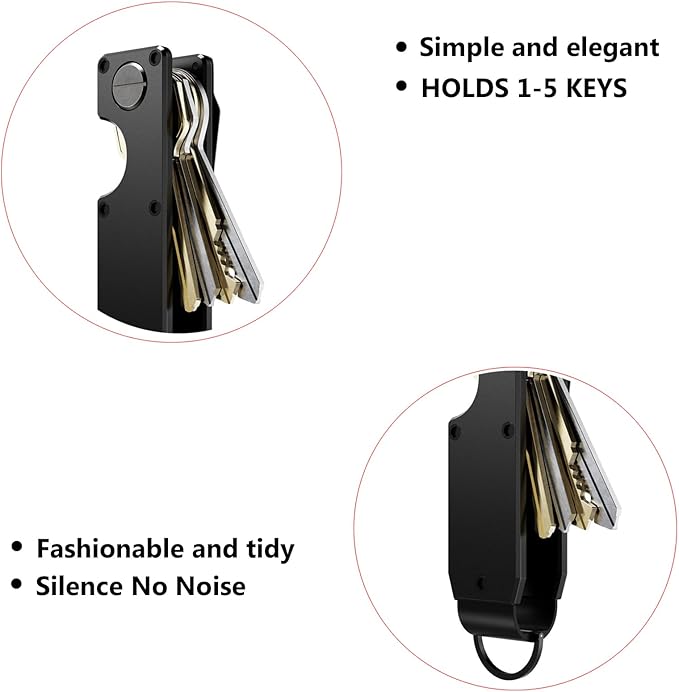Key Organizer Compact Key Holder Metal Key Chain Minimalist key case key holder for keychain Secures 1-5 Keys