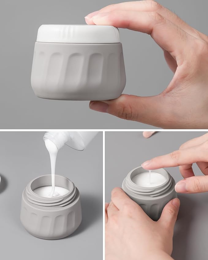Mrsdry Travel Size Toiletries 8 Pack, TSA Approved 3oz Silicone Squeeze Bottles & Cream Jars with Clear Travel Bag