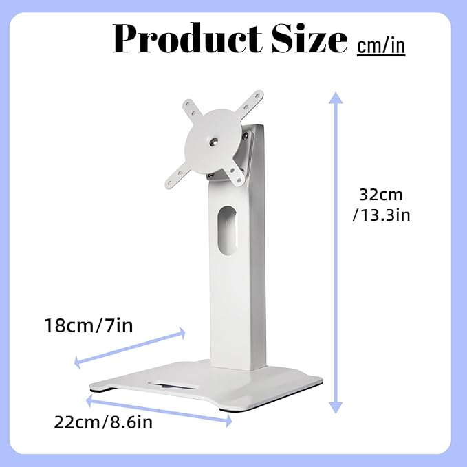Metal Swivel and Tilt Stand for Echo Show 15 (Gen 1, Gen 2) and Show 21 Adjustable (-58/+58) with 360 Rotatable Wall Mounting Holder for Monitor Full Motion 13-29 inch White