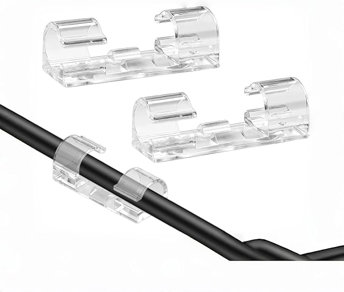 40 PCS Clear Adhesive Cable Clips, Strong Wire Holders for Cords, Durable Cable Management Clips & Cord Clips for Home Office Car Desk Wall TV PC Ethernet Cable