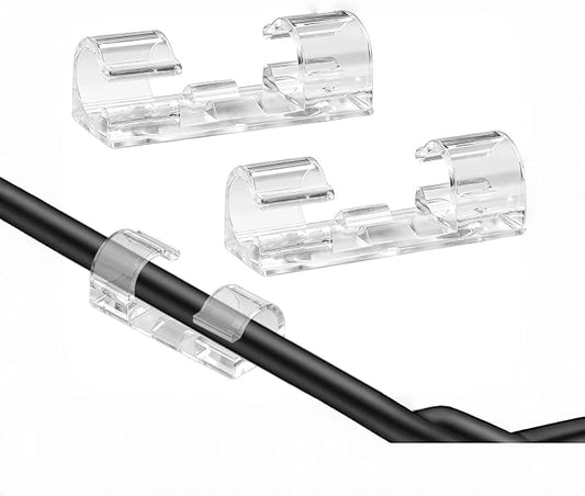 40 PCS Clear Adhesive Cable Clips, Strong Wire Holders for Cords, Durable Cable Management Clips & Cord Clips for Home Office Car Desk Wall TV PC Ethernet Cable