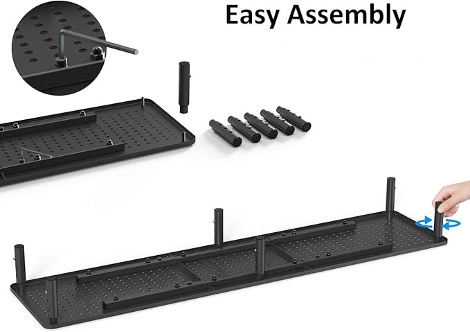 Husky Mounts Large Dual Monitor Stand Riser, Adjustable Legs, 39" x 9.25" x 5.5" Max Height, Matte Black Steel