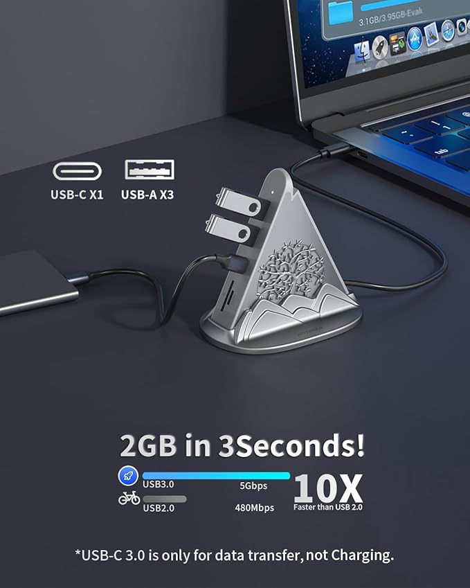 USB C Hub, 8 in 1 vertical Laptop Docking Station, USB C HUB for Laptop with 4K HDMI, 100W Power Charging, 5Gbps Type C 3.0, 3xUSB A 3.0 & RGB Lighting, SD/TF Slot for MacBook Air/Pro, iPad, iPhone 17