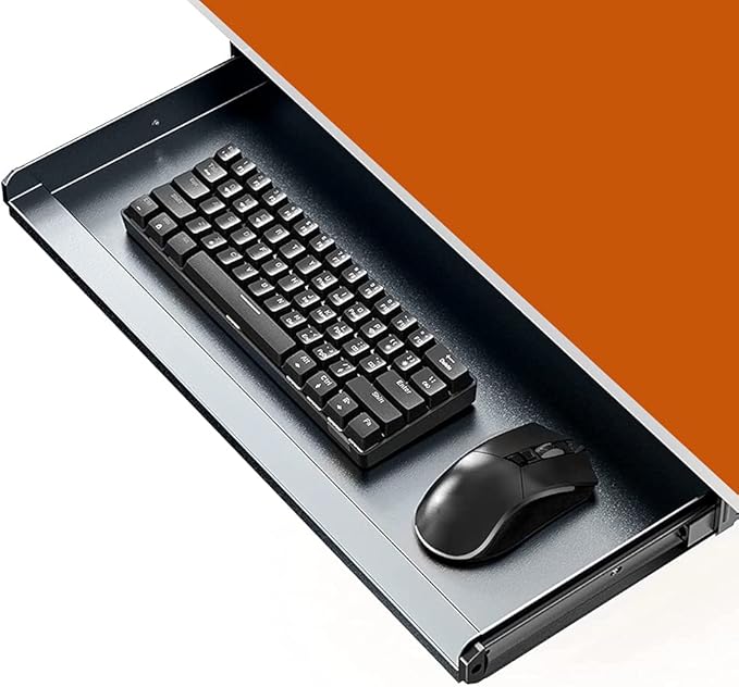 Keyboard Tray Under Desk Heavy-Duty Metal Slide-Out Platform Drawer Tray (Gray)