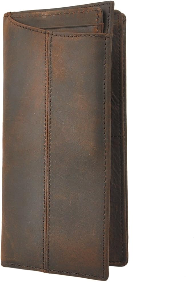 Le'aokuu Mens Genuine Leather Bifold Wallet Organizer Checkbook Card Case（0 1019 B Brown）