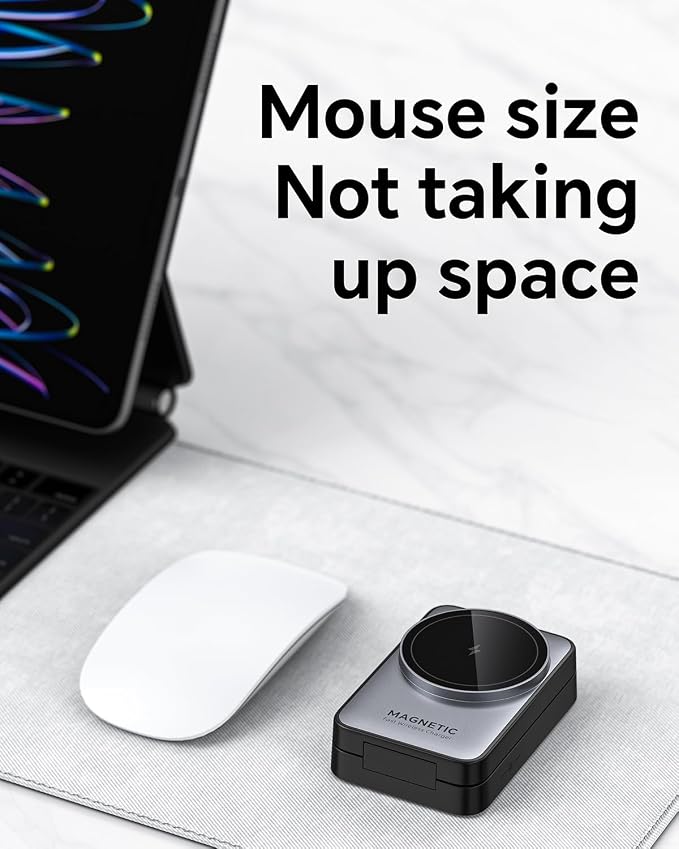 2026 Upgraded 3-in-1 Wireless Charger for iPhone,Travel Magnetic Charger Stand Nightlight Foldable Wireless Charging Station Compatible with Magsafe Charger&iPhone 17/16/15/14/13,Apple Watch&AirPods
