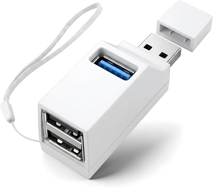 3 Ports USB-Adapter, USB Hub with 3.0 and Double 2.0 USB-Adapter, Portable USB Splitter 1 in 3 Out for U Disk，Keyborad, Mouse，Mobile Hard Disk, etc (White)
