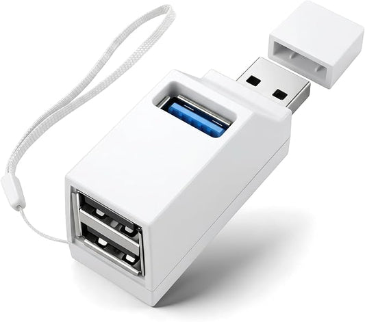 3 Ports USB-Adapter, USB Hub with 3.0 and Double 2.0 USB-Adapter, Portable USB Splitter 1 in 3 Out for U Disk，Keyborad, Mouse，Mobile Hard Disk, etc (White)