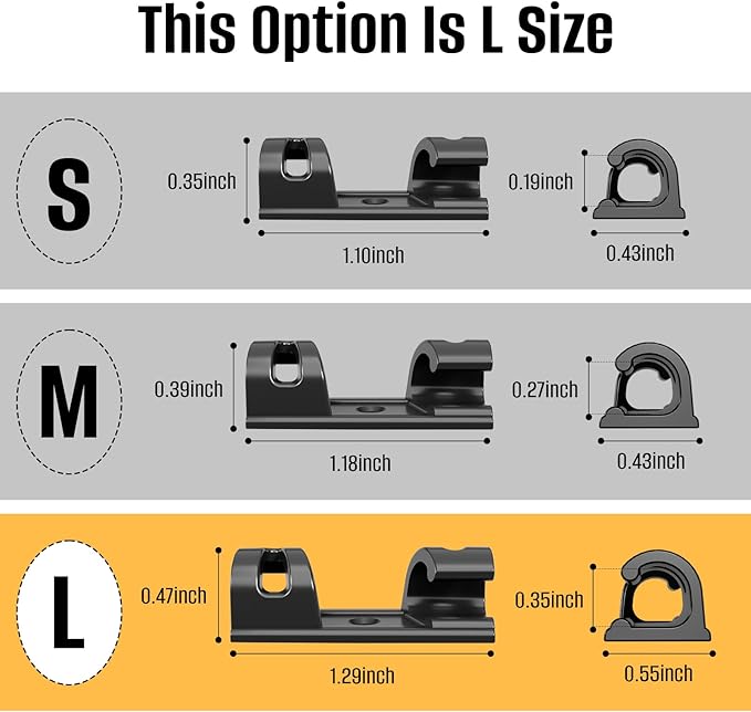 50 Pcs Self Adhesive Cable Clips,Upgraded Cable Management with Screw Hole,Strong Cord Organizer for Under Desk,Car,TV PC,Christmas Light Indoor/Outdoor-Black L