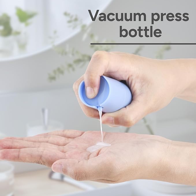 Lulupack 1 oz Airless Pump Bottles, Travel Lotion Container, Skincare Containers for Moisturizer (Plastic, Matte Blue, 3Pcs)