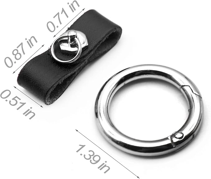 FEYOUN Key Chain Car Key Clip Quick Release Leather Car Keychain for Men and Women - Black Color, with Anti-Lost Ring, Short