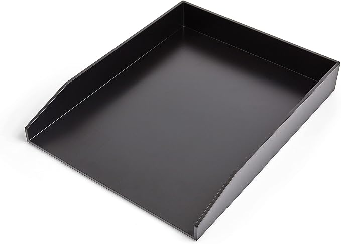 Staples Front‑Load Stackable Plastic Letter Tray, Black, 2‑Pack – Desktop Paper Organizer for Office Files & Documents