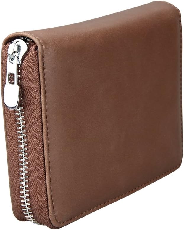 boshiho RFID Blocking 24 Slot Credit Card Holder Wallet Real Leather Multi Card Organizer Wallet with Zipper