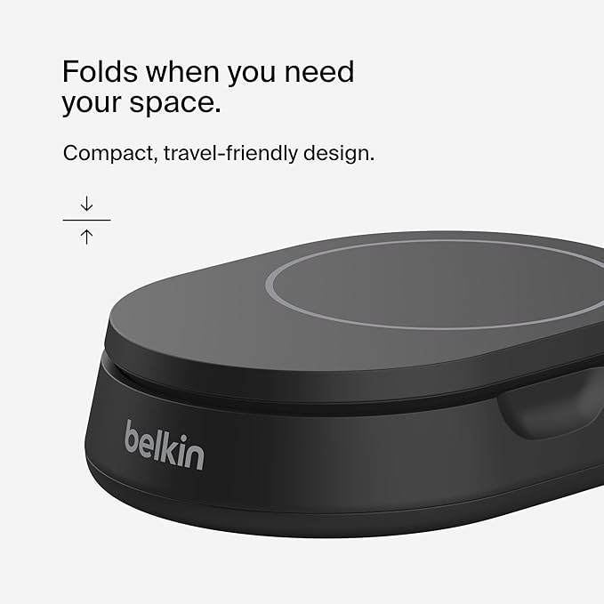 Belkin Convertible Magnetic Charging Stand 15W - MagSafe-Compatible Qi2-Certified Wireless Charging Station, iPhone Charger for Apple iPhone 16 Series, Airpods Pro, & More, No PSU - Black (2-Pack)