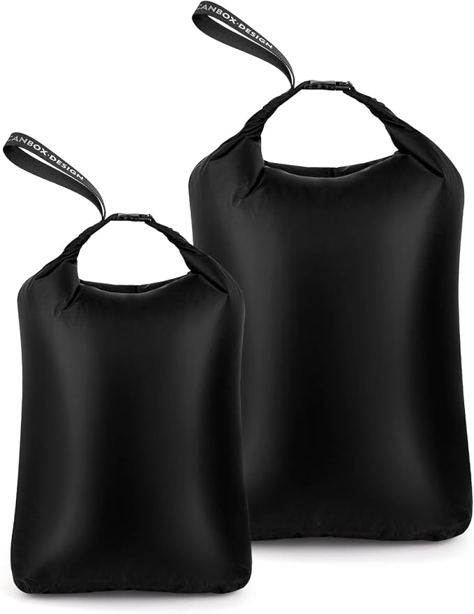 2-Pack Waterproof Travel Laundry Bags, Wet Dry Organizer to Block Odors & Prevent Suitcase Leaks, Roll-Up Dirty Clothes Pouch for Gym, Swim, Camping & Family Vacations