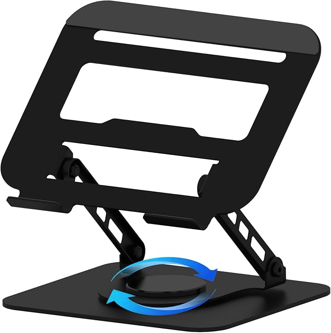 360 Rotation Laptop Stand, Multi-Angle Adjustable Laptop Holder Riser Stable Base Fully Foldable Easy to Storage and Portable Fit for MacBook Pro/Air HP 14 All Under 16??Devices (Black)