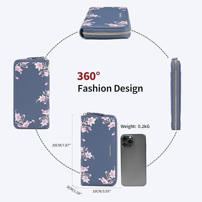 Pomelo Best Womens Wallet RFID Blocking Leather Multi Credit Card Large Capacity Wristlet Zip Around Long Wallets for Lady