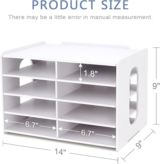 SONGWAY Desktop Mail Sorter Organizer - Small File Storage with 8 Compartments, Desk Bill Organizer, Journal Size Paper Storage Rack for Home Office