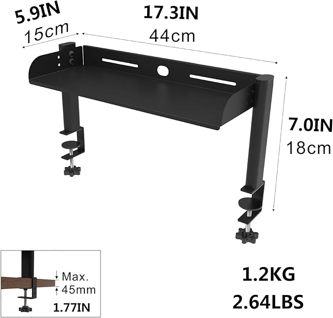 WYYHAA Clamp On Desk Organizer Shelf, Shelving Unit Desktop Storage Shelf, Metal Desk Extender Side Table for Office Table Accessories, Gaming Devices,S